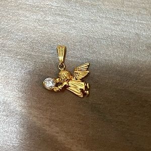10K plated gold angel necklace pendent